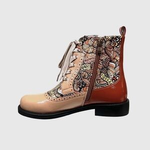Stylish Beige and Patterned Women's Boots
